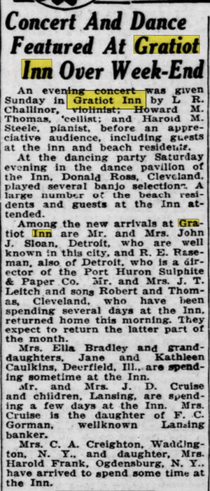 Gratiot Inn (Windemere Hotel) - Aug 1931 Article Gratiot Inn (newer photo)